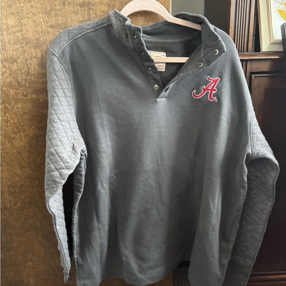 League Dark Gray Henley with Quilted Sleeves